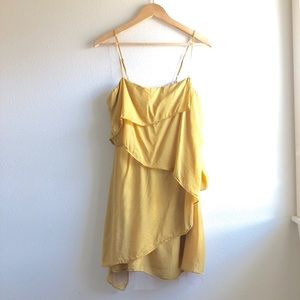 Bcbg maxazria silk mustard dress Small wedding
